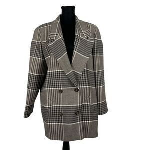 Vintage Jaeger Plaid 100% Wool Double Breasted Sports Coat - Women’s 8